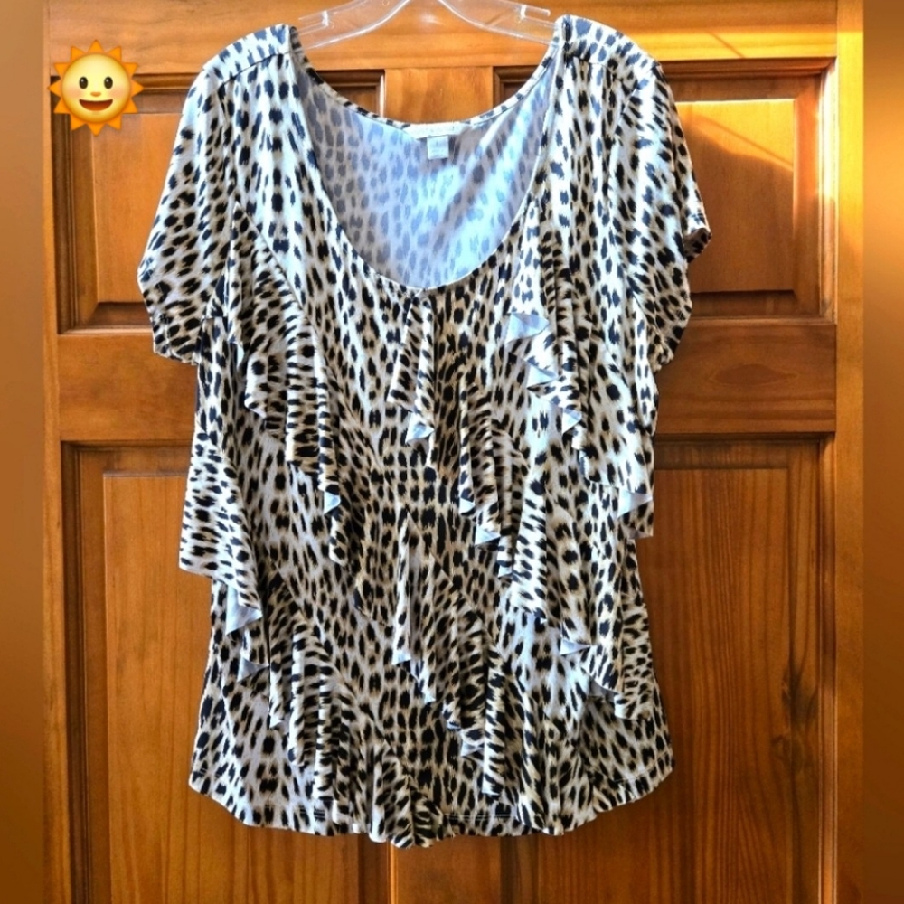 Laura ASHLEY Leopard Print Women's Top Size LG